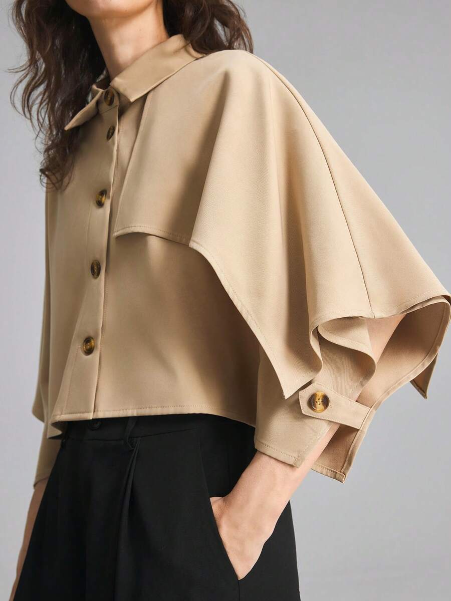 Ontre Women's Solid Color Single-Breasted Deconstructed Design Casual Lightweight Jacket