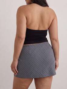 GalTyme Plus Size Autumn Casual Y2k 90s Business Casual Gray Print Skirt Party Vacation Night - Grey - View 3