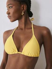 YARNWELL Women's Yellow Spaghetti Strap Two Pieces Swimwear Set - Yellow - View 6