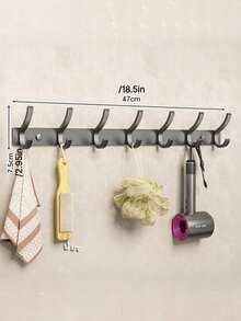 1PC Punch-Free Over Door Wall Mount Clothes Hanger Hooks, Strong Load Bearing Adhesive Rack For Entryway Hallway, Multi-Purpose Organizer For Hanging Clothes Hats - Multicolor - View 14