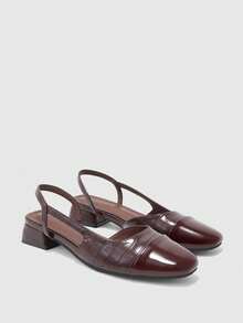 CUCCOO BIZCHIC Women's Pointed Toe Block Heel Colorblock Pumps, Spring/Summer - Chocolate Brown - View 1