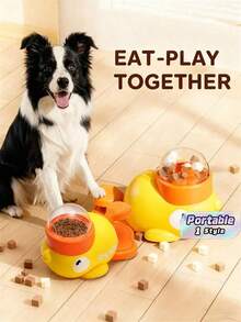 Cute Yellow Duck Interactive Pet Feeder, Treat Dispensing Puzzle Leak Food Toy For Dogs And Cats - Multicolor - View 1