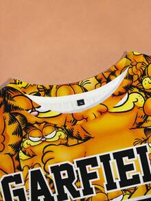 GARFIELD | SHEIN Plus Size Summer Casual Cartoon Print T-Shirt - White - View 3