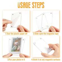 Acrylic Refrigerator Magnetic Photo Frame, Transparent Double-Sided Magnet Frame For 2.36 X 3.54 Inch Photos - White - View 5