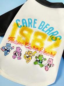 Care Bears X PETSIN 1件小熊復古學院風黑白卡通圖案彈性插肩袖T恤，適合貓狗，適合室內玩耍或休閒戶外出遊 - 彩色 - 查看 9