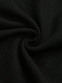 Elenzga 大尺碼女款兩件套：雙色仿亞麻舒適無袖上衣，附鏤空繫帶蝴蝶結與荷葉邊下擺，優雅開襟設計 + 百搭時尚寬鬆通勤西裝長褲 - 黑色 - 查看 3