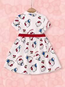 HELLO KITTY AND FRIENDS | SHEIN Gaun Kasual Lengan Pendek Motif Kartun untuk Anak Perempuan - Putih - View 2