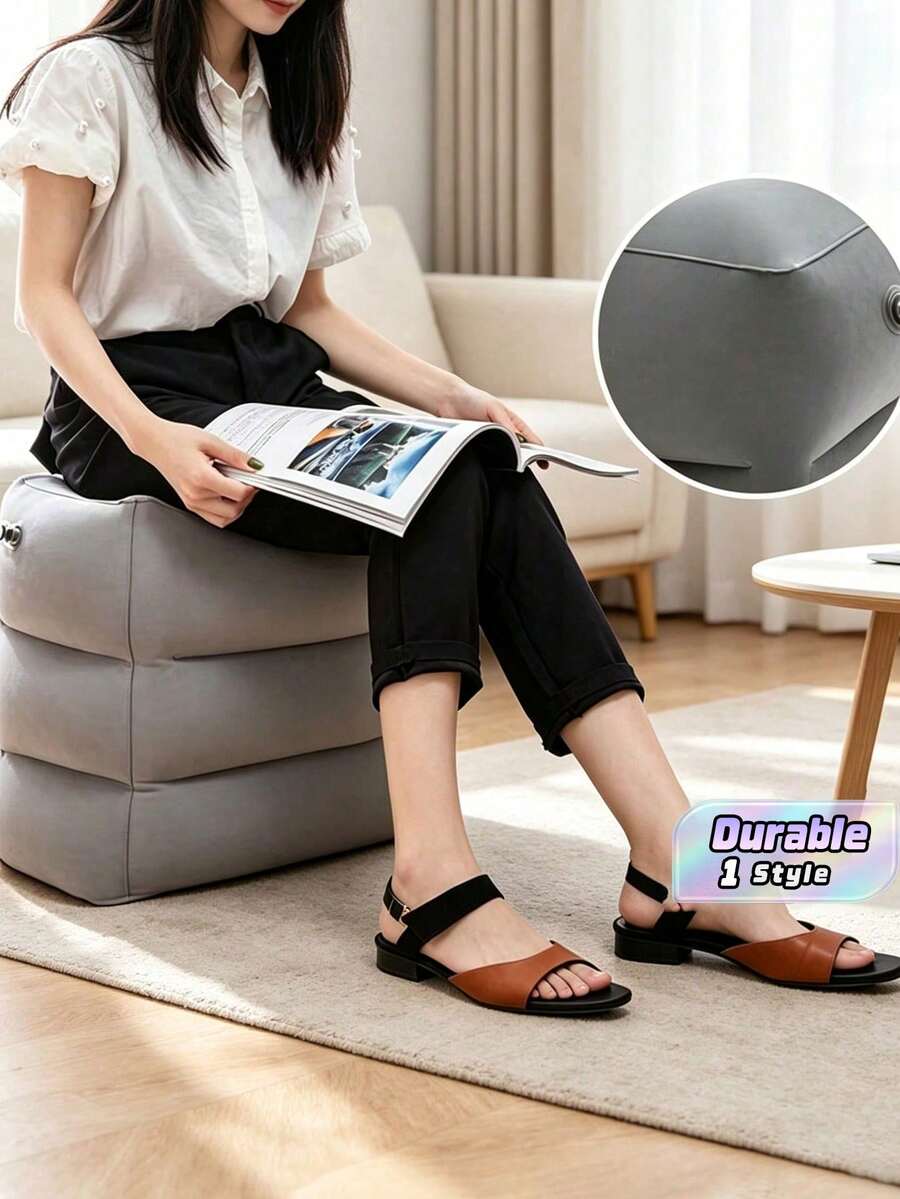 1Pc 3-Layer Inflatable Travel Foot Pillow, Height-Adjustable Inflatable Travel Foot Leg Support Pillow Is Suitable For Airplanes, Cars, Buses, Trains, Offices, Camping And Long-Distance Flight Sleep, Foldable Multifunctional - Multicolor - View 1