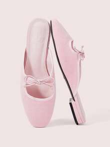 CUCCOO DOLLMOD Women's Shoes Pink Bow Decoration Hollowed Out Closed Toe Mules Flat Shoes Suitable For Daily Leisure - Pink - View 1