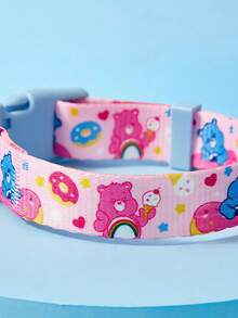 Care Bears X PETSIN 1件粉色寵物狗項圈，心形熊印花，可愛卡通設計，柔軟舒適材質，可調節時尚項圈，適合小型和中型犬，完美適用於日常佩戴、散步和拍照 - 粉色 - 查看 5