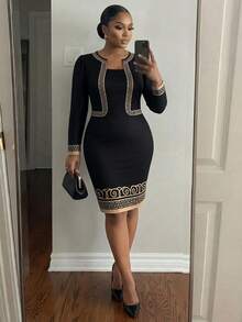 SHEIN Lady CURVE 大尺碼女款拼色休閒日常夏季洋裝 - 彩色 - 查看 1