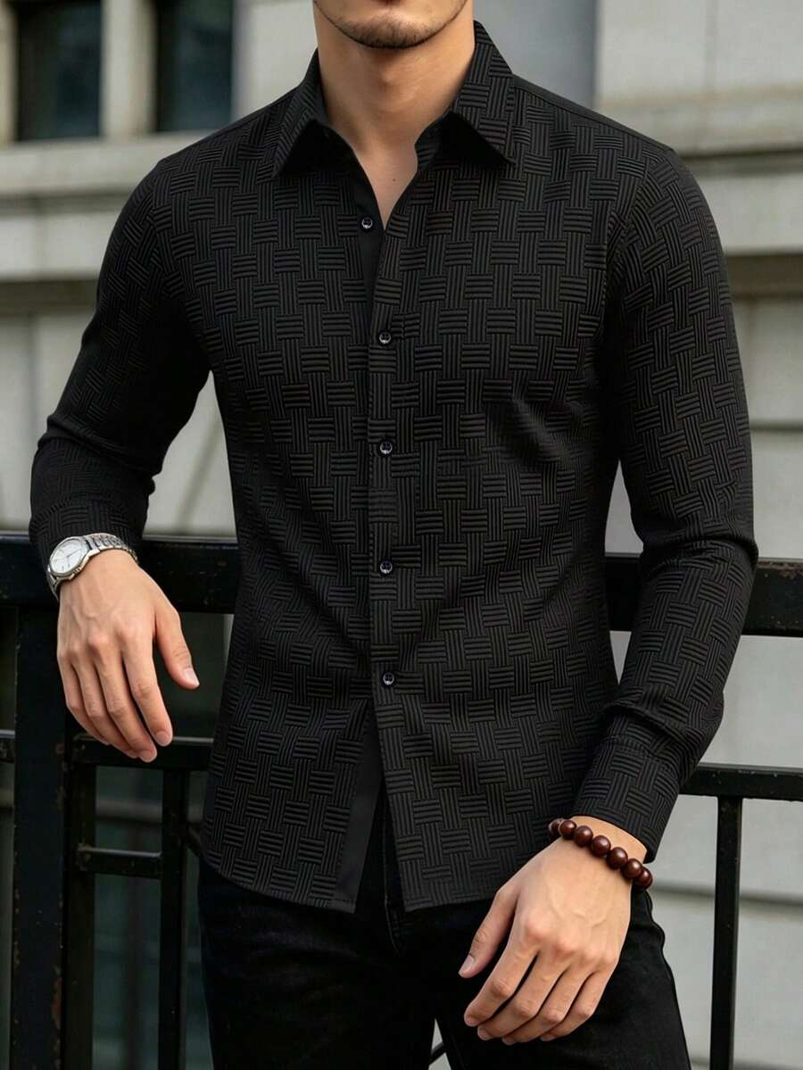 Manfinity Homme Textured Black Jacket Is The Ideal Choice For Everyday Wear. - Black - View 1