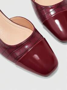 CUCCOO BIZCHIC Women's Pointed Toe Block Heel Colorblock Pumps, Spring/Summer - Rose Red - View 6