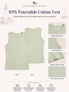 Nima Coro Women's Summer Casual Tropical Versatile Solid Color Tank Top Vacation Light Green - Green - View 2