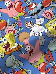 SpongeBob SquarePants | SHEIN 青少年男孩卡通印花圓領休閒短袖T恤 - 白色 - 查看 3