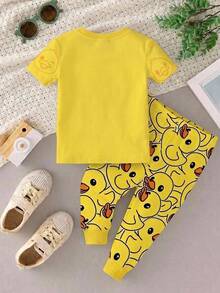 Baby Boy Cartoon Pattern Fitted Loungewear Set, Suitable For Summer - Multicolor - View 2