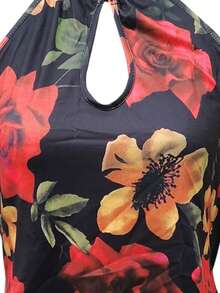 INAWLY Women's Casual Hollow-Out Halter Floral Print Tank Top, Vacation Wear - Multicolor - View 3