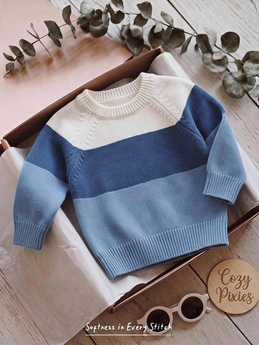 Cozy Pixies Kids Baby Boy Baby Girl Autumn/Winter Cute Versatile Striped Long Sleeve Sweater - Multicolor - View 1