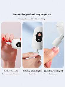 Teckwe Rechargeable Two In One Electric Foot Grinder, Fashionable In Shape, Mini Portable Body, Removing Calluses And Dead Skin On Feet, Multi-Function, Nail Polish And Nail Removal, Nail Gel Removal, 400mAh Rechargeable Battery, USB Charging - Multicolor - View 4