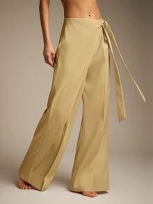 Hauture 女款素色休閒優雅百搭日常通勤正式旅行長褲 卡其色 夏季 - 卡其色 - 查看 4