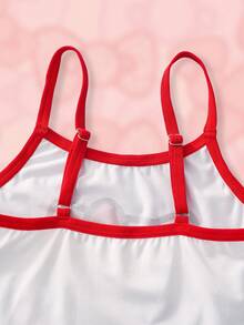 HELLO KITTY AND FRIENDS | SHEIN Tween Girl Cartoon Print Camisole Bra Set - Red and White - View 4