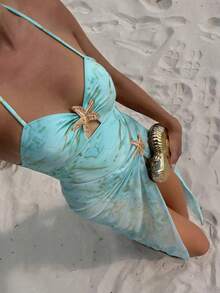 Sirith Swim Oasis 2件套女士春夏随机海星印花吊带长裙高端连体泳衣套装 - 彩色 - 查看 3