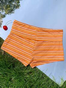 Comfortcana Women's Striped Colorblock Casual Versatile Daily Shorts - Yellow - View 2
