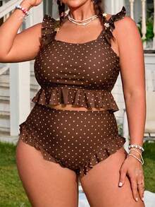 Swim Mod Plus Size Women's Simple Daily Ditsy Floral Set - Multicolor - View 3