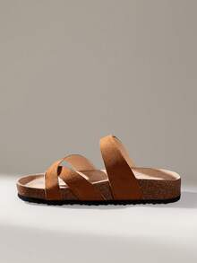 Solecia Women's Adjustable Buckle Casual Beach Slippers For Christmas Summer Shoes - Camel flannel - View 10