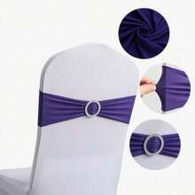 100pcs Elastic Chair Back Decorative Covers - Universal Elastic Chair Sashes With Sparkly Buckle Sliders, Suitable For Adorning Chair Backs For Birthdays, Weddings, Parties, Events, Hotels - Multicolor - View 23