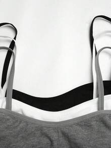 SHEIN 兒童青少年女孩簡約舒適加厚防滑細肩帶抹胸上衣 3件組 - 彩色 - 查看 5