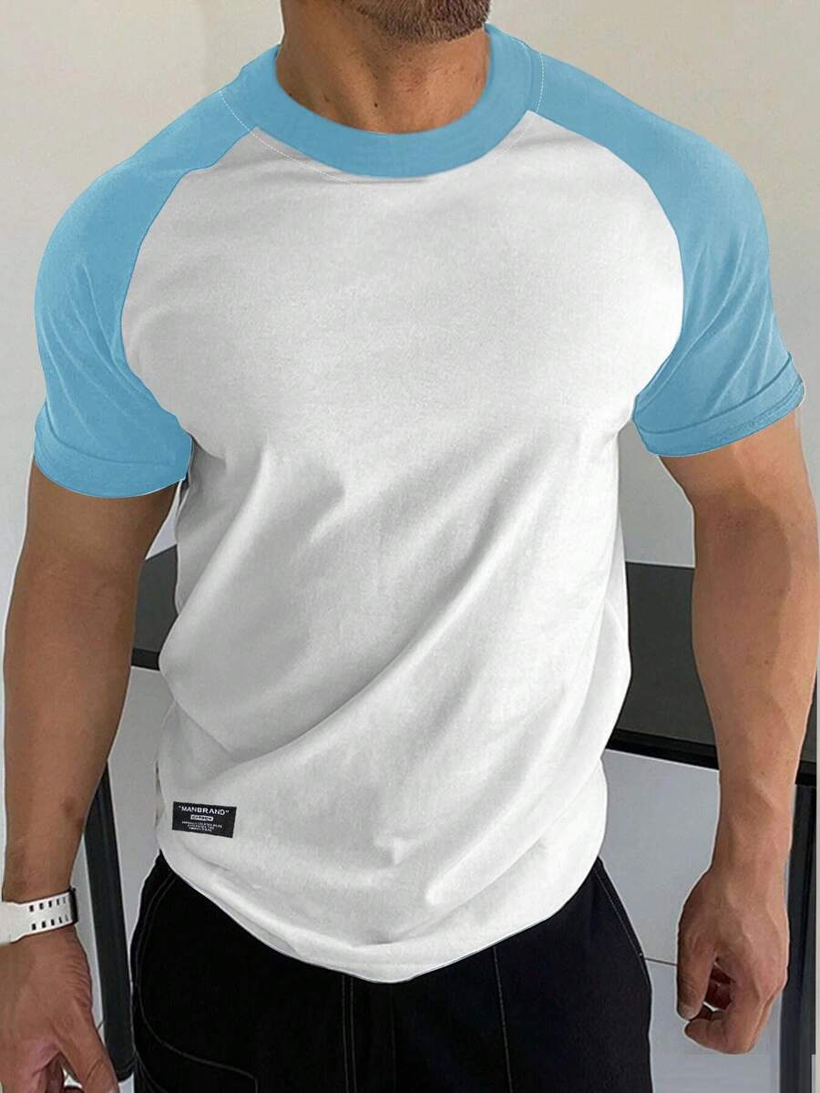 Manfinity Homme Men's Colorblock Raglan Short Sleeve Casual T-Shirt - Multicolor - View 1