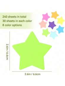 8 Pack Star Shaped Sticky Notes, 8 Bright Colors Self-Adhesive Memo Pads, 30 Sheets Per Pad Cute Star Stickers For Office School Supplies - one-size - View 3