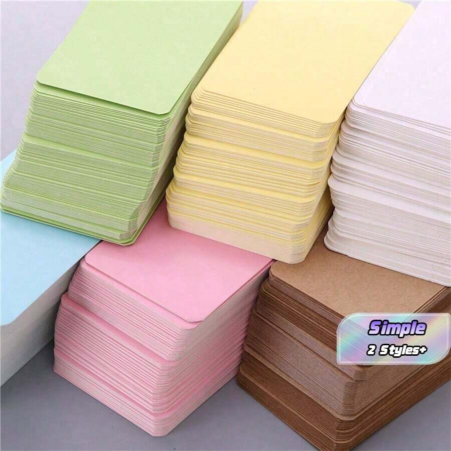 200/100 lembar Kartu Kosong, Kartu Gambar DIY, Kartu Flash Pinyin, Kartu Kosakata Bahasa Inggris Kertas Kraft Sudut Bulat, Kartu Memo, Untuk Pesan dan Kartu Bisnis - 9*5.4cm - View 1