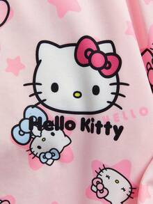 HELLO KITTY AND FRIENDS | SHEIN Tween Girl 粉色卡通印花可爱休闲圆领运动衫 - 彩色 - 查看 6
