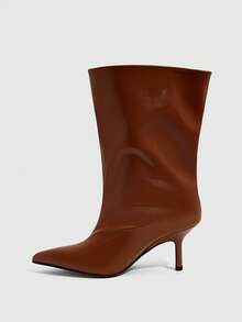 CUCCOO SZL Brown Fashion Soft Fabric Sexy Stiletto Boots - Mocha Brown - View 4