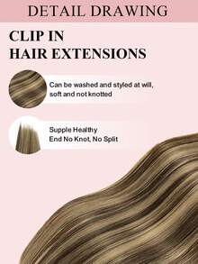 夾式接髮片 真人髮 Remy 人髮接髮片 女用，自然真人髮夾式接髮片 - S4/27/4 - 查看 5