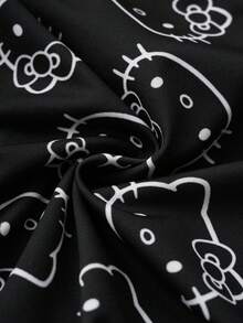 HELLO KITTY AND FRIENDS | SHEIN 男士柔软舒适猫咪字母图案腰带平角裤 - 黑色 - 查看 6