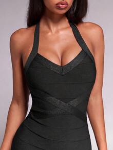 Nuvra Bandage Sexy Dress, Waist-Cinching Short Style, Height-Enhancing, Proportion-Flattering, Party Favorite - Black - View 1