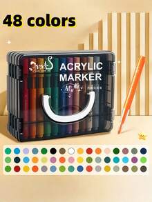 60/48/36 Colors Acrylic Marker Pen Set, Multi-Color Opaque Water-Based Painting Pens With Black Storage Box, Art Drawing Supplies For Students, Hobby Painting & Art Creation - Sets - View 15