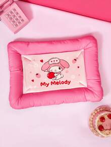 HELLO KITTY AND FRIENDS | PETSIN 1個可愛小貓玫瑰印花寵物窩附蝴蝶結，惡魔小貓與大耳小貓字母印花，配色拼接柔軟透氣防滑寵物床，適合居家、旅行，生日或週年紀念的舒適禮物 - 彩色 - 查看 4