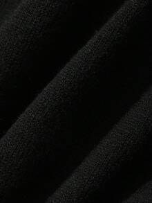 Dazy Plus Solid Color Asymmetric Neckline Hollow-Out Waist-Cinching Short Long Sleeve Black Autumn/Winter New Pullover Sweater - Black - View 8