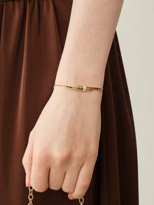 MOTF PREMIUM Bracelet Geometric Oval Color Diamond Women's Gold Simple Accessories European And American Jewelry - Gold - View 6
