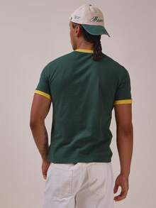Musero Brazil Muscle Fit Ringer Tshirt Contrast Neck And Sleeve Detail Spring Summer Essentials - Green - View 5