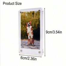 Acrylic Refrigerator Magnetic Photo Frame, Transparent Double-Sided Magnet Frame For 2.36 X 3.54 Inch Photos - White - View 7
