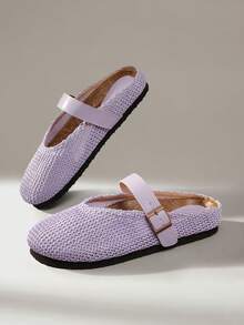 Solecia Women's Slip-On Thick Soled Mule Loafers, Casual Spring/Autumn Shoes For Christmas - Purple - View 7