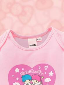 HELLO KITTY AND FRIENDS | SHEIN 女婴可爱粉色连体衣和荷叶边短裤 - 彩色 - 查看 3