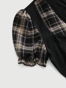 Sweetness Sexy Y2K Millennium Style Full Print Petal Sleeve Ruffle Design With Scarf Collar Women's T-Shirt - Black - View 5