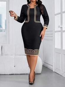 SHEIN Lady CURVE 大尺碼女款拼色休閒日常夏季洋裝 - 彩色 - 查看 3