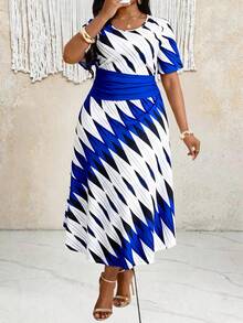 Villa Velisse Multicolored, Elegant, Plus-Size Dress. - Multicolor - View 3